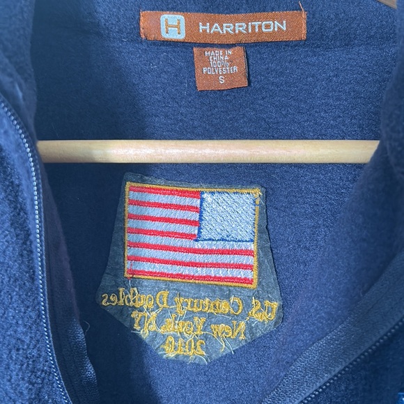 MEN HARRITON FLEECE TOP US SQUASH TOP IN NAVY BLUE 1/4 ZIPPER TWO POCKETS S - Picture 4 of 9